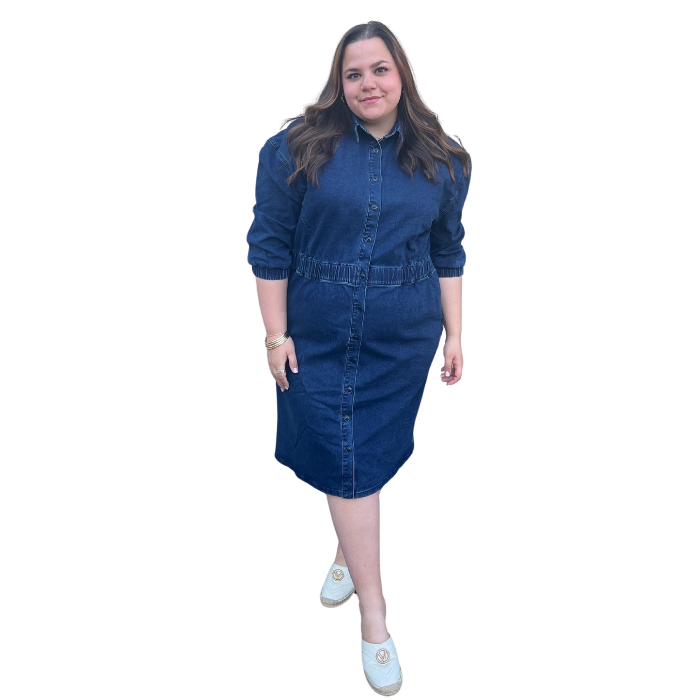 plus size denim dress with elastic waist