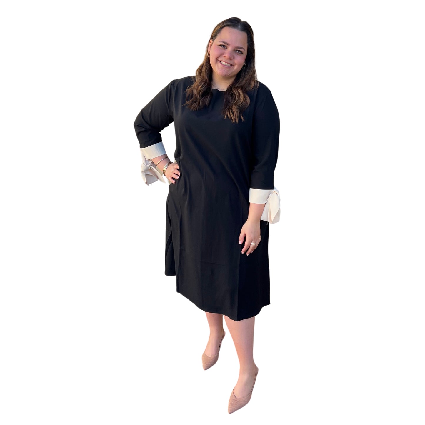 plus size modest dress with cuff bows