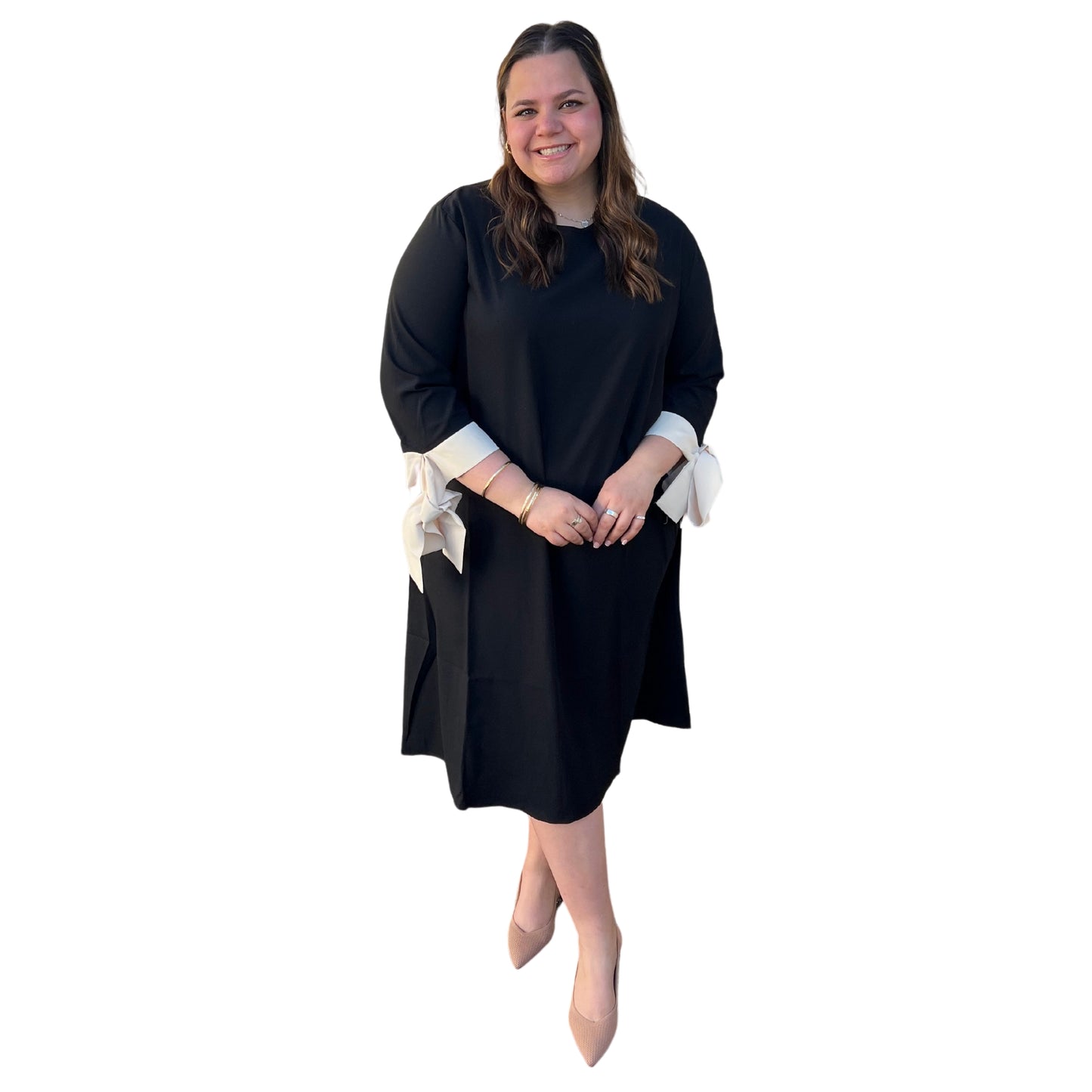 plus size modest dress with cuff bows