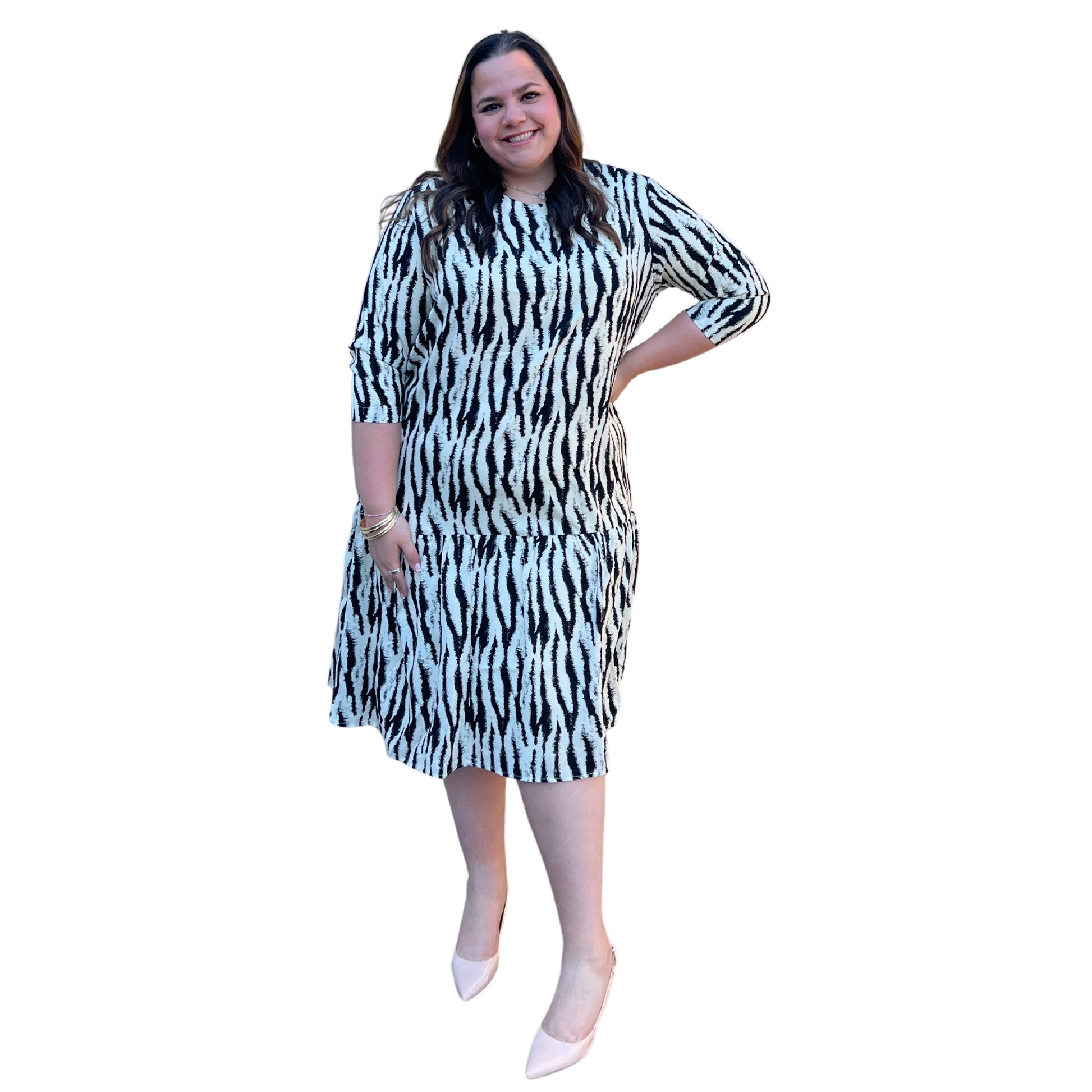 plus size curvy zebra print modest dress