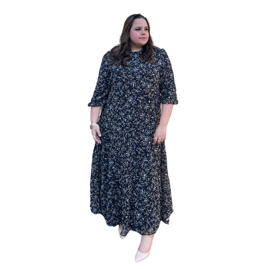plus size floral tiered maxi dress curvy ruffle details