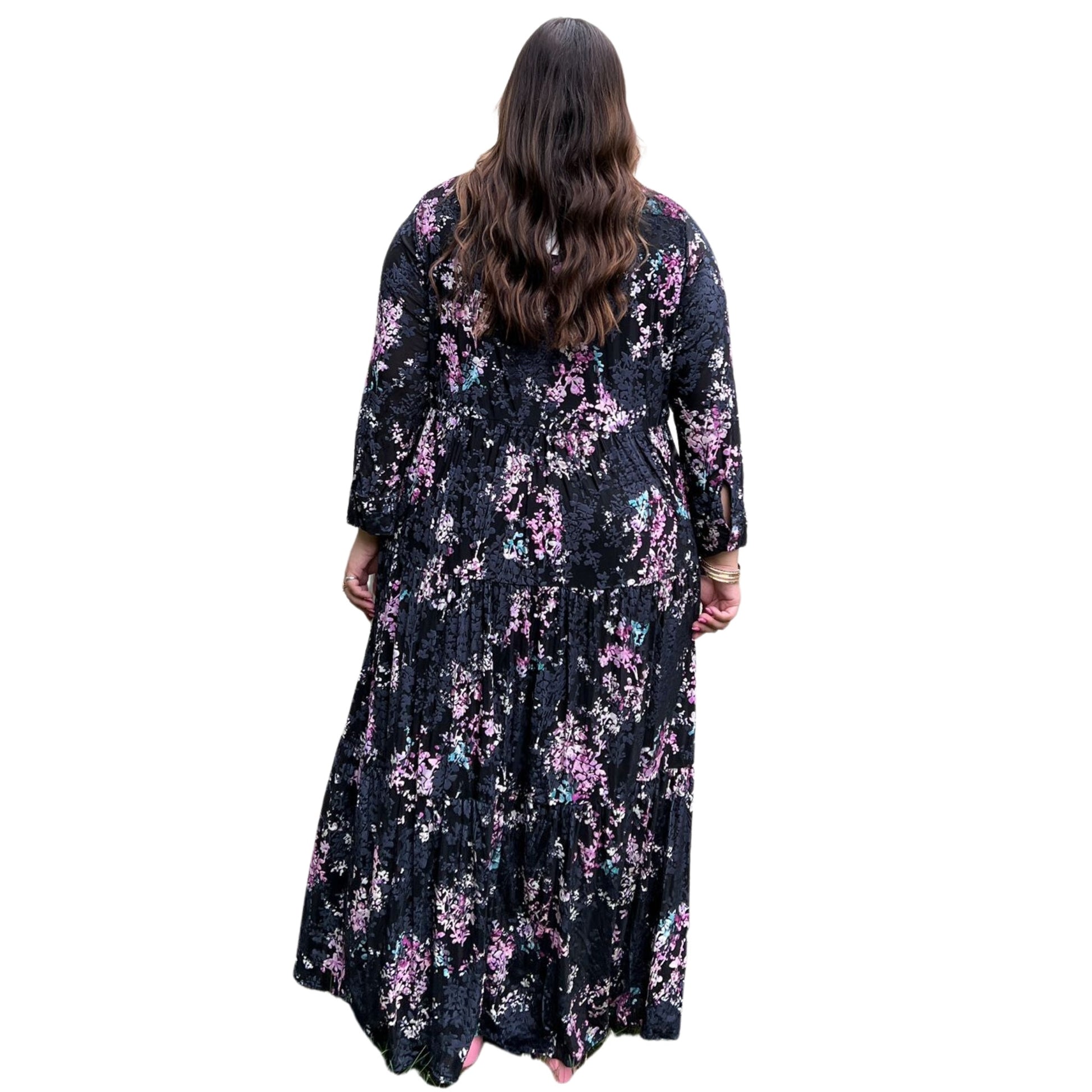 plus size floral burnout maxi dress